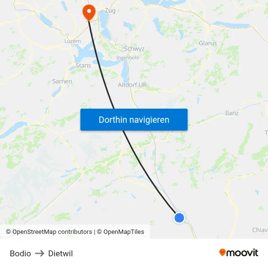 Bodio to Dietwil map