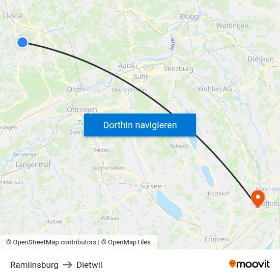 Ramlinsburg to Dietwil map