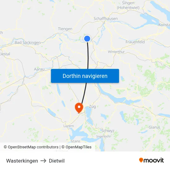 Wasterkingen to Dietwil map