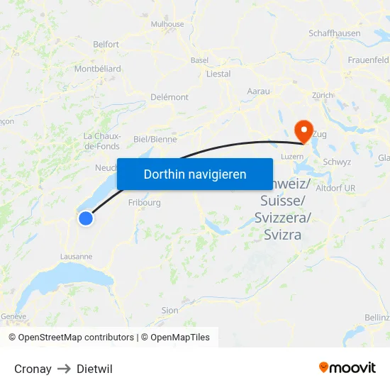 Cronay to Dietwil map