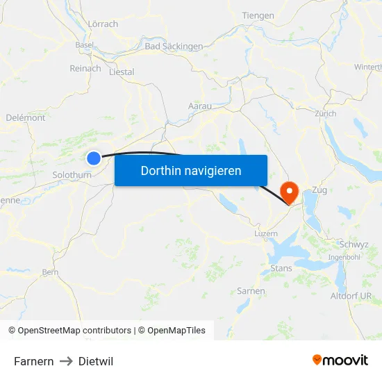 Farnern to Dietwil map