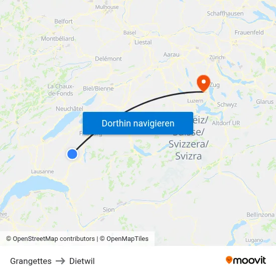 Grangettes to Dietwil map