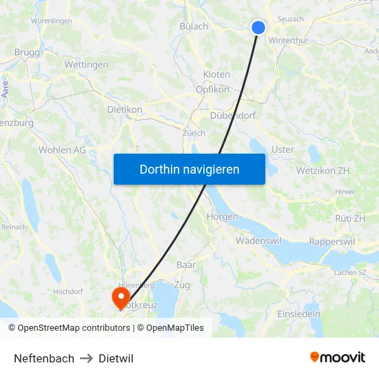 Neftenbach to Dietwil map