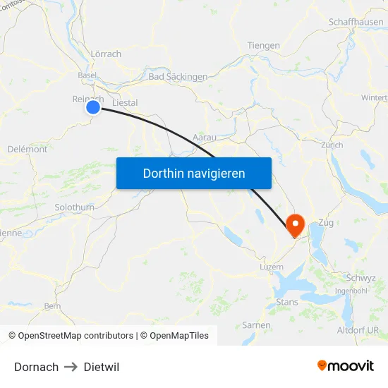 Dornach to Dietwil map