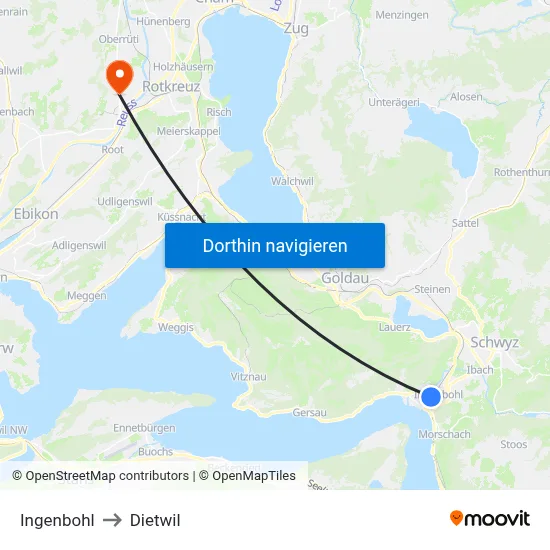 Ingenbohl to Dietwil map