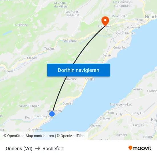 Onnens (Vd) to Rochefort map