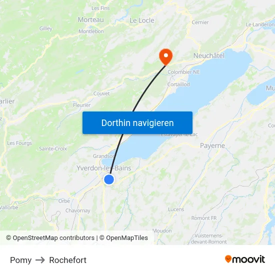 Pomy to Rochefort map