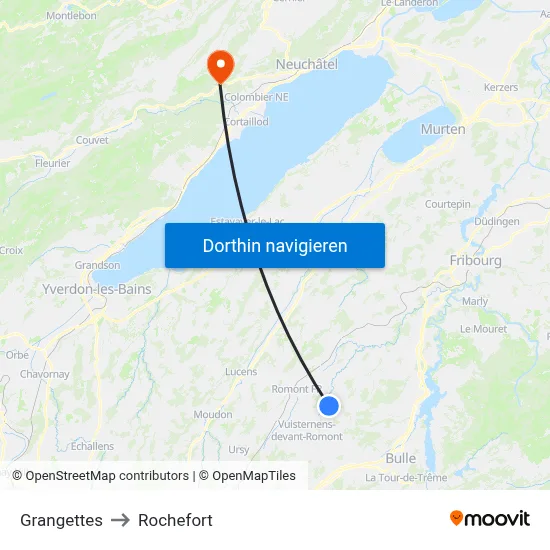 Grangettes to Rochefort map