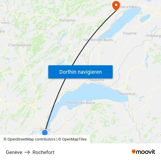 Genève to Rochefort map