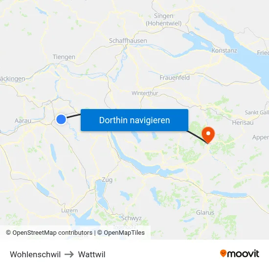 Wohlenschwil to Wattwil map