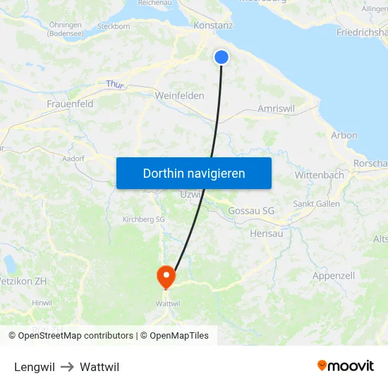 Lengwil to Wattwil map