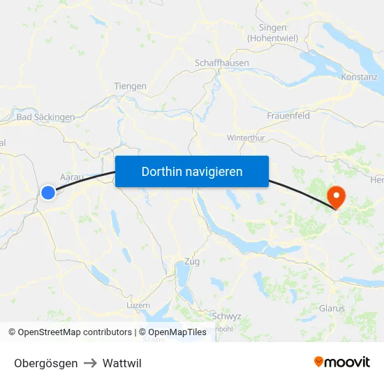 Obergösgen to Wattwil map