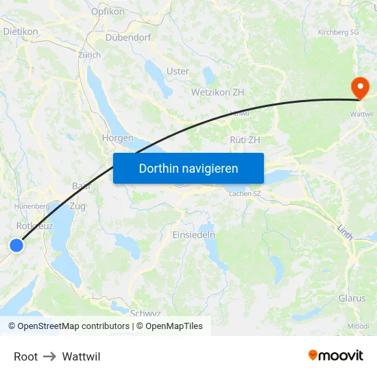 Root to Wattwil map