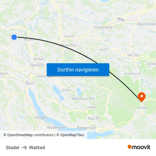 Stadel to Wattwil map