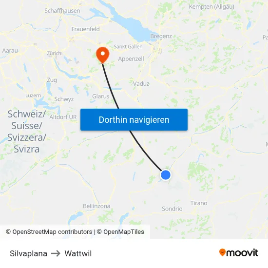 Silvaplana to Wattwil map