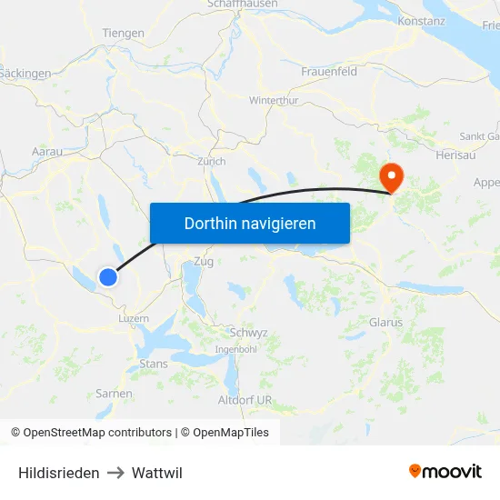 Hildisrieden to Wattwil map
