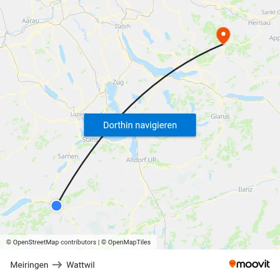 Meiringen to Wattwil map
