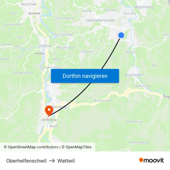 Oberhelfenschwil to Wattwil map