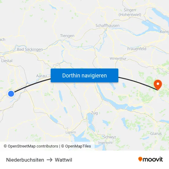 Niederbuchsiten to Wattwil map