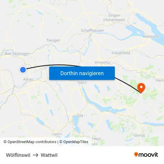 Wölflinswil to Wattwil map