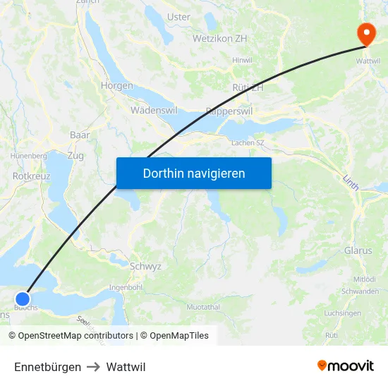 Ennetbürgen to Wattwil map