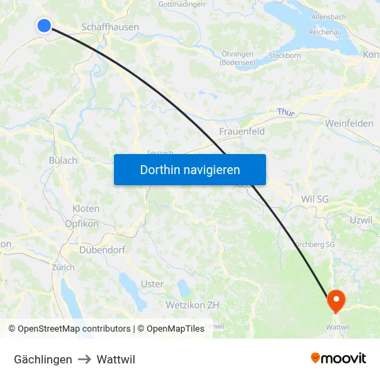 Gächlingen to Wattwil map