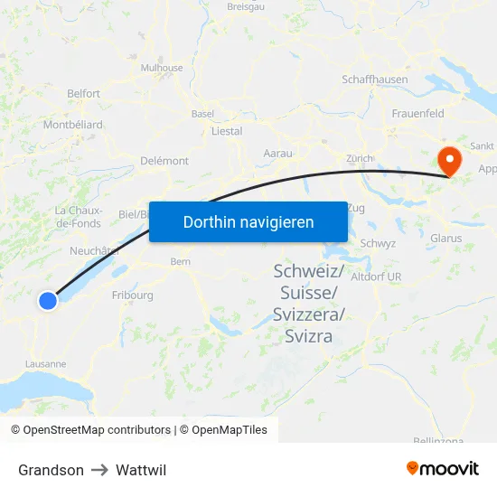 Grandson to Wattwil map