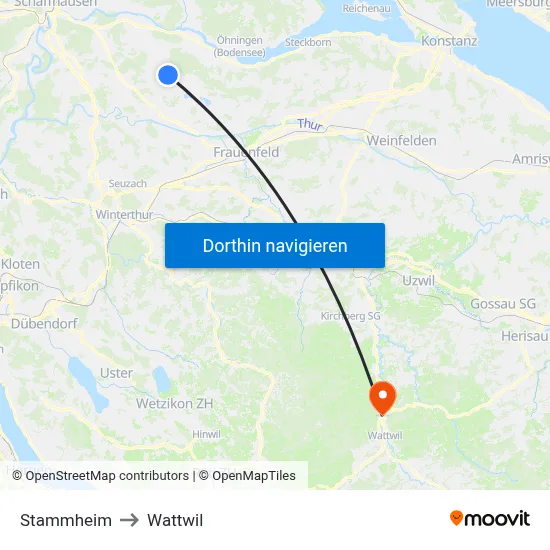 Stammheim to Wattwil map
