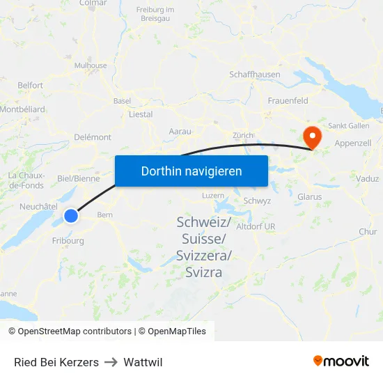 Ried Bei Kerzers to Wattwil map