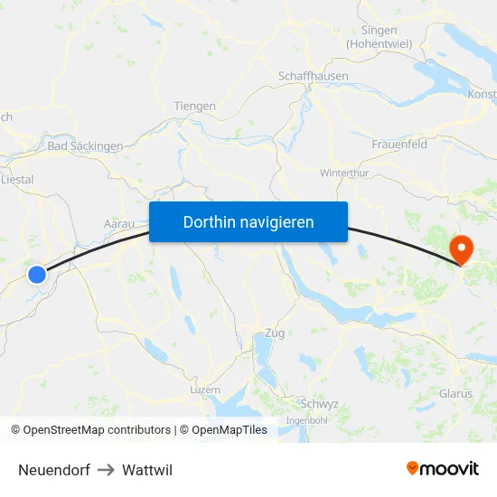 Neuendorf to Wattwil map