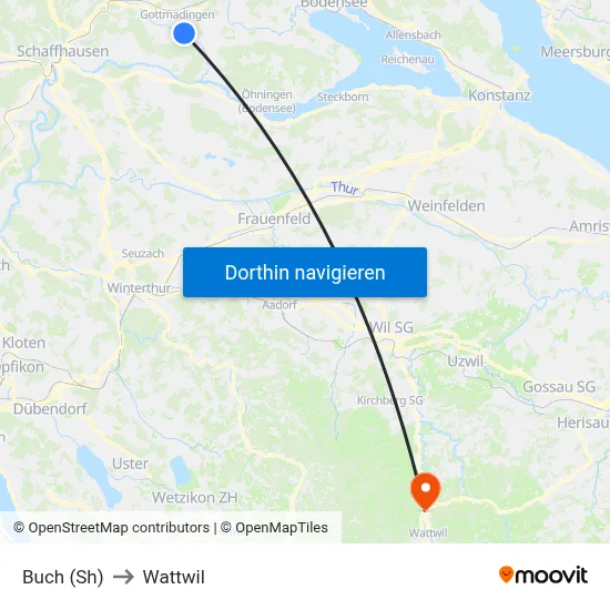 Buch (Sh) to Wattwil map