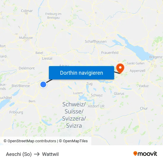 Aeschi (So) to Wattwil map