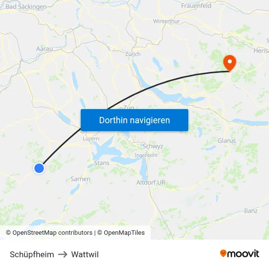 Schüpfheim to Wattwil map