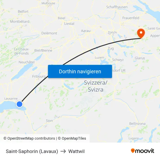 Saint-Saphorin (Lavaux) to Wattwil map