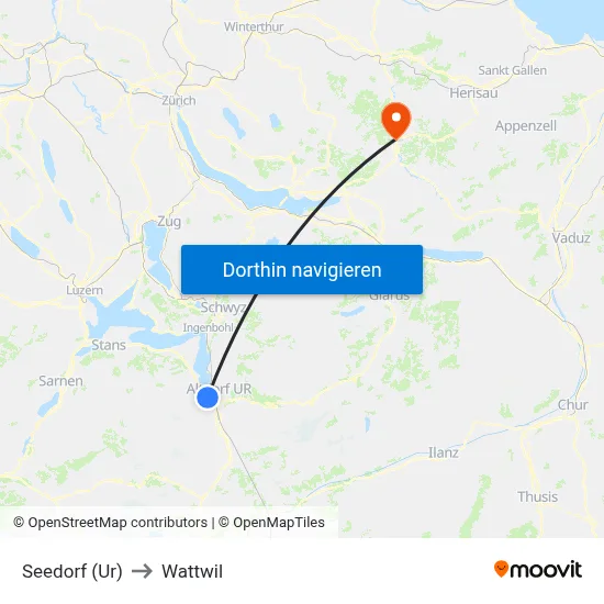 Seedorf (Ur) to Wattwil map