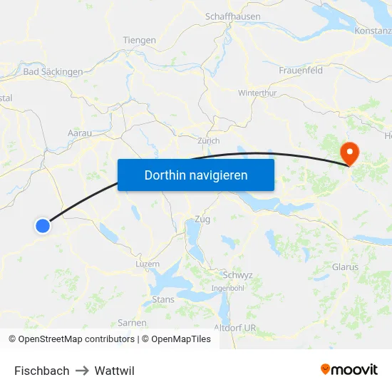 Fischbach to Wattwil map