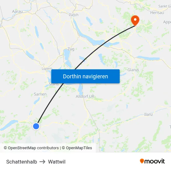 Schattenhalb to Wattwil map
