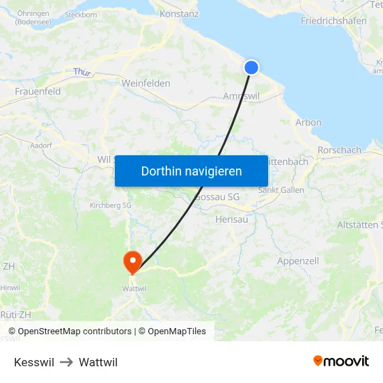 Kesswil to Wattwil map
