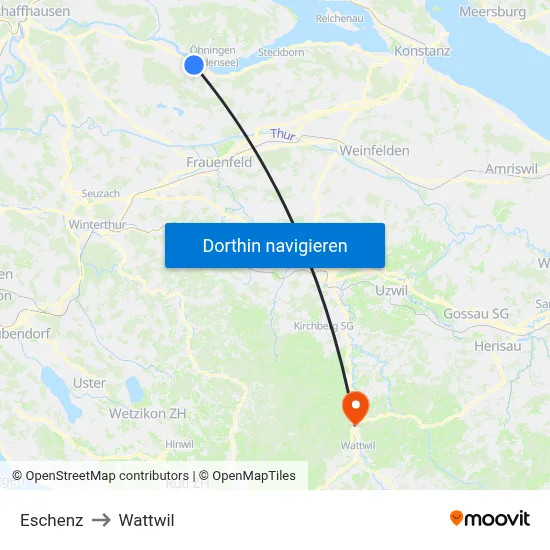Eschenz to Wattwil map