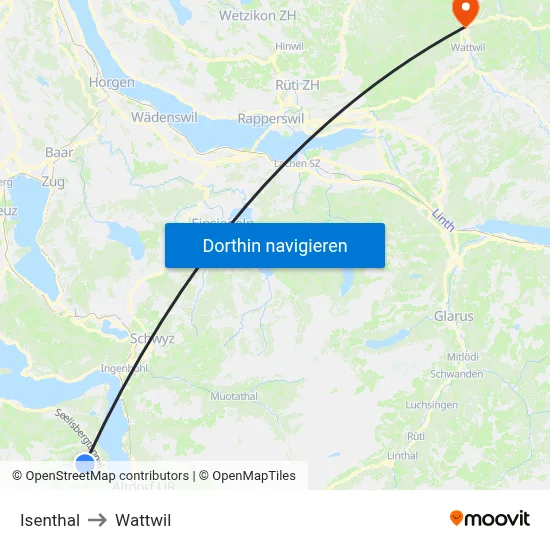 Isenthal to Wattwil map