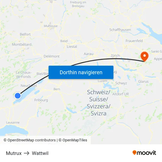 Mutrux to Wattwil map