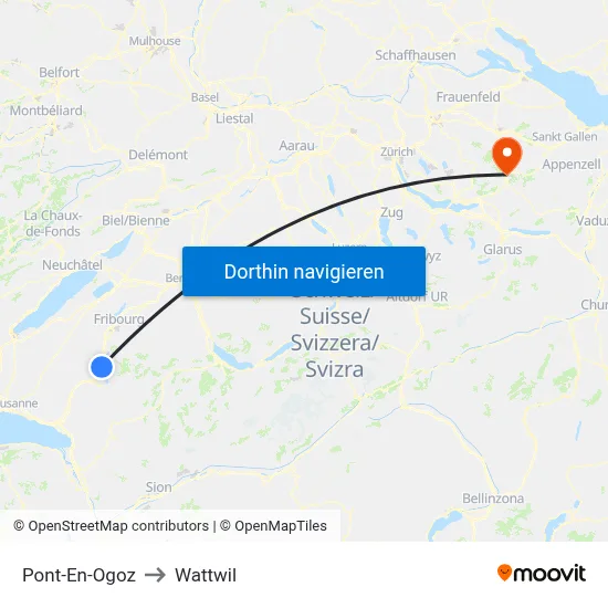 Pont-En-Ogoz to Wattwil map