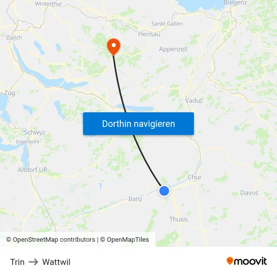 Trin to Wattwil map
