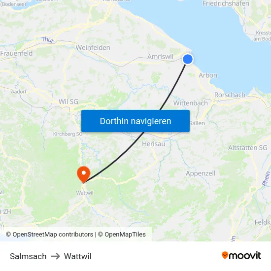 Salmsach to Wattwil map