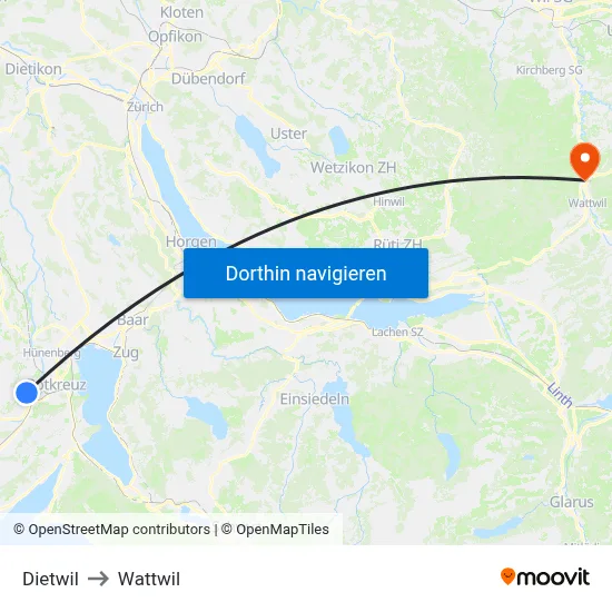 Dietwil to Wattwil map