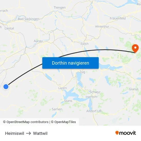 Heimiswil to Wattwil map