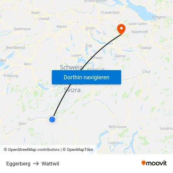 Eggerberg to Wattwil map
