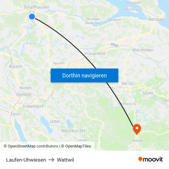 Laufen-Uhwiesen to Wattwil map
