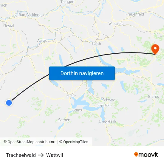 Trachselwald to Wattwil map