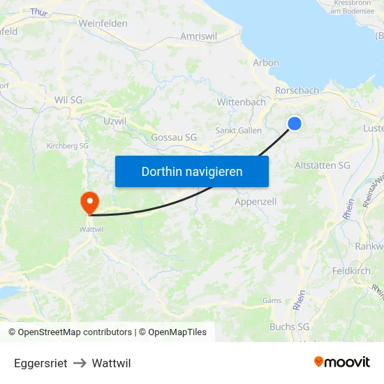 Eggersriet to Wattwil map